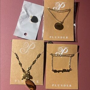 Plunder Shiny Gold Pendant and Charm Necklace Set